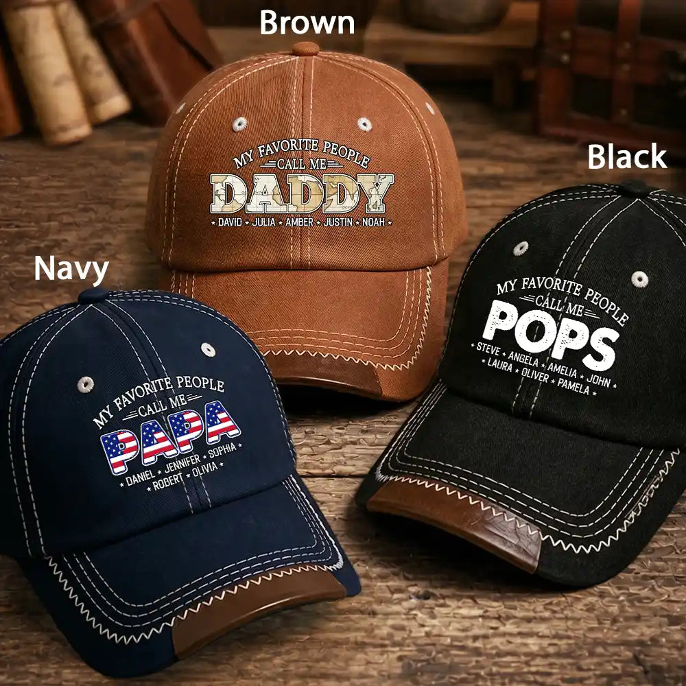 Stars & Stripes My Favorite People Call Me Papa Dad - Personalized Vintage Baseball Cap