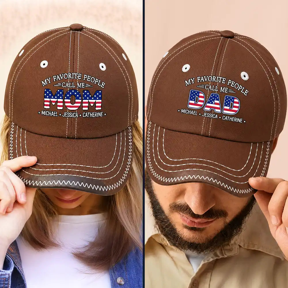 Stars & Stripes My Favorite People Call Me Papa Dad - Personalized Vintage Baseball Cap
