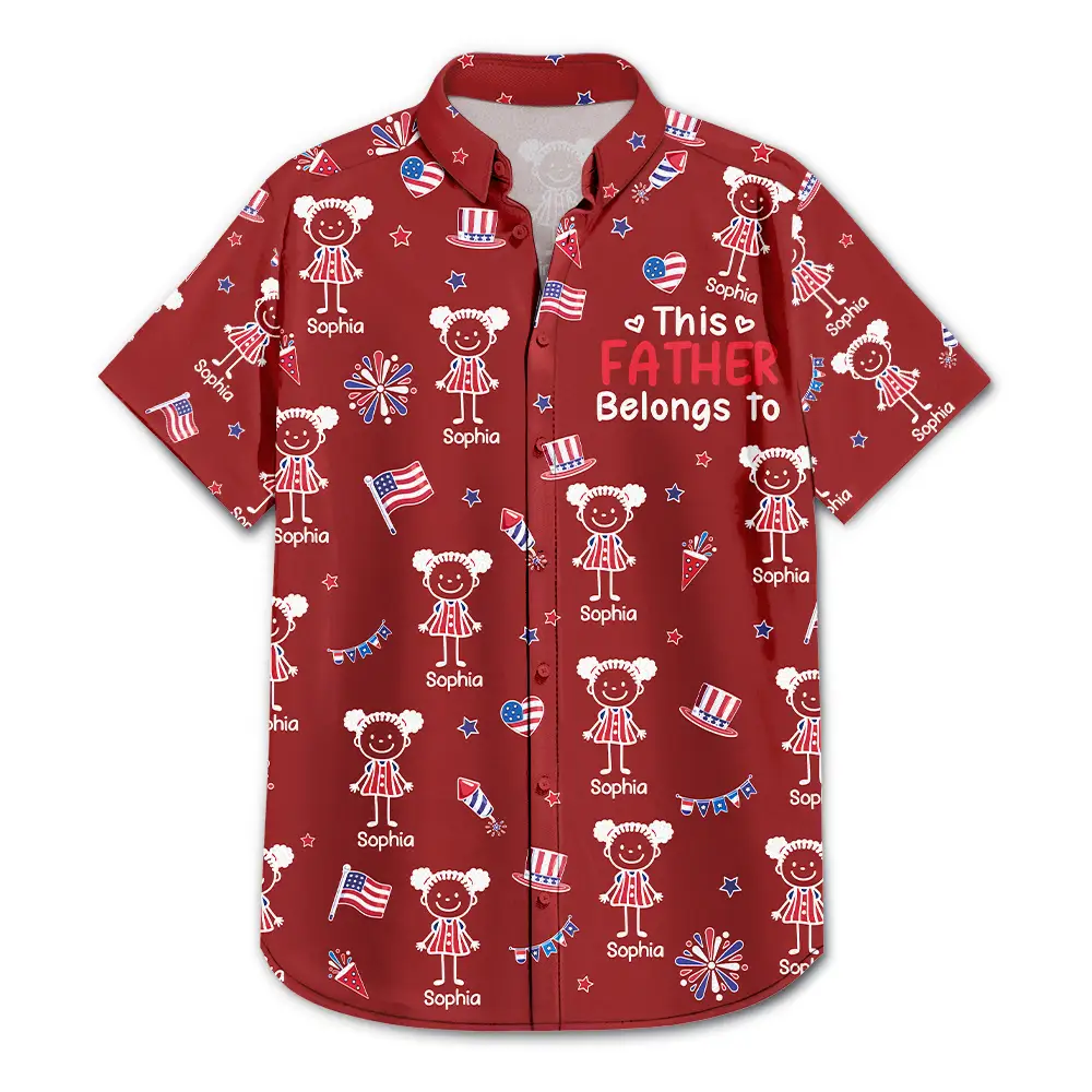Stars & Stripes This Grandpa Belongs To Kids - Personalized Hawaiian Shirt