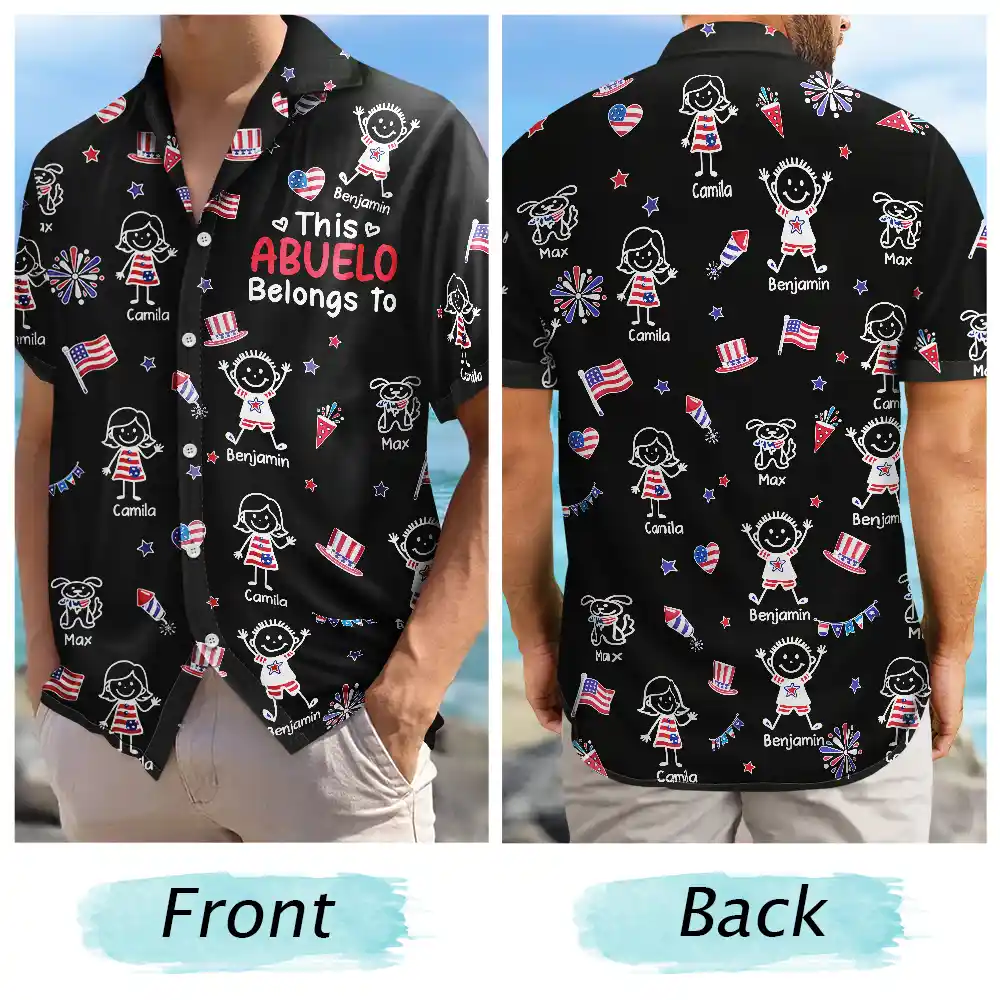 Stars & Stripes This Grandpa Belongs To Kids - Personalized Hawaiian Shirt