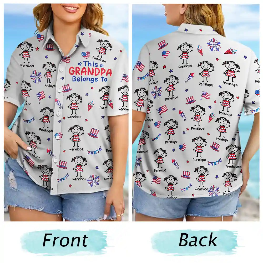 Stars & Stripes This Grandpa Belongs To Kids - Personalized Hawaiian Shirt