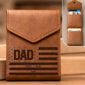 Stars & Stripes US Flag Dad Grandpa - Personalized Leather Slim Wallet