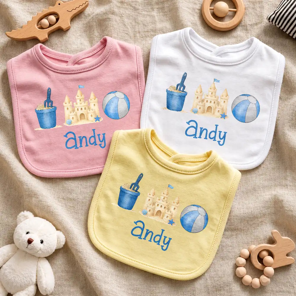 Summer Beach Toys Trio - Personalized Baby Bib