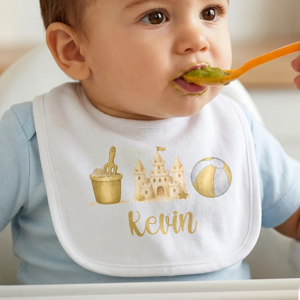 Summer Beach Toys Trio - Personalized Baby Bib