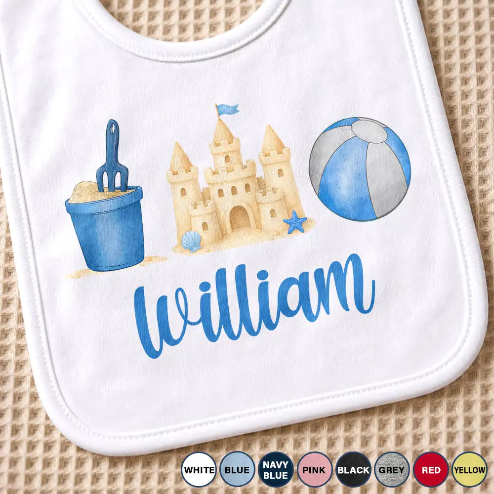 Summer Beach Toys Trio - Personalized Baby Bib