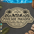 Summer Family Welcome To Our Poolside Paradise - Personalized Custom Shaped Doormat