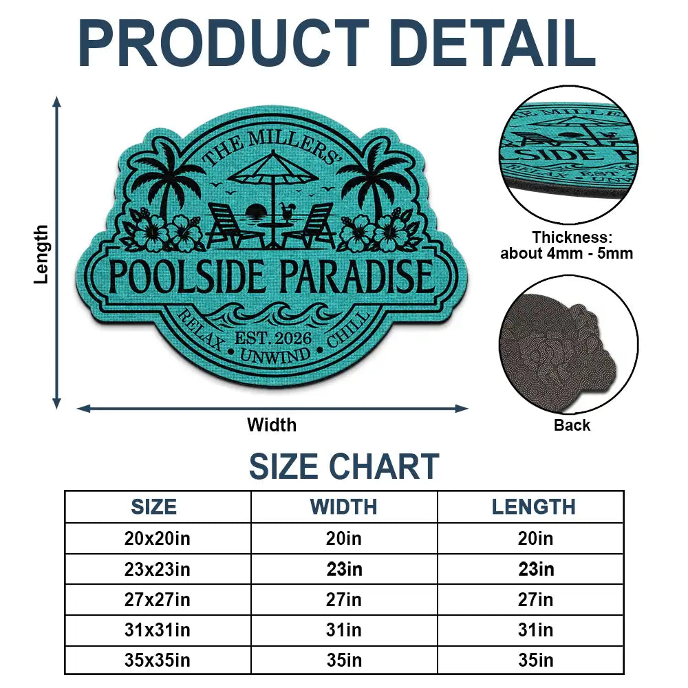 Summer Family Welcome To Our Poolside Paradise - Personalized Custom Shaped Doormat