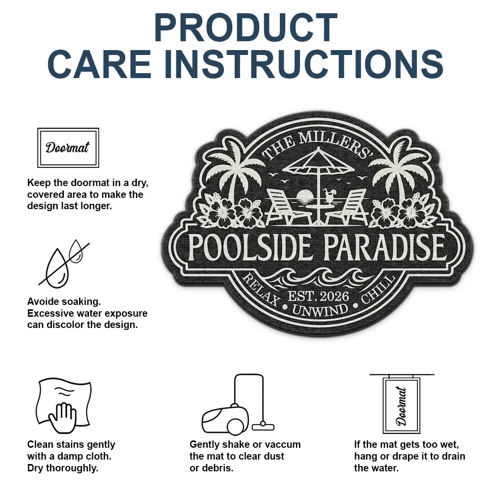 Summer Family Welcome To Our Poolside Paradise - Personalized Custom Shaped Doormat