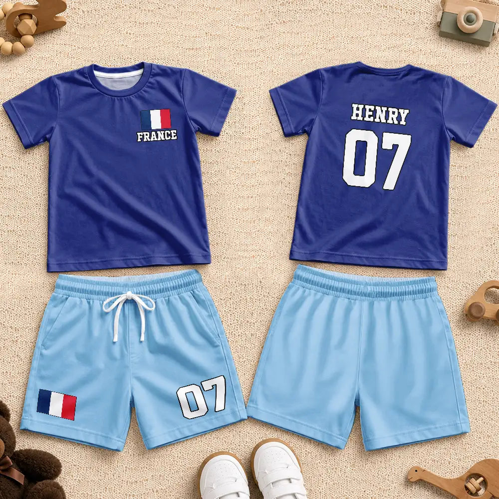 Summer Soccer Games Supportive Country Flags - Personalized Kids Clothing Set