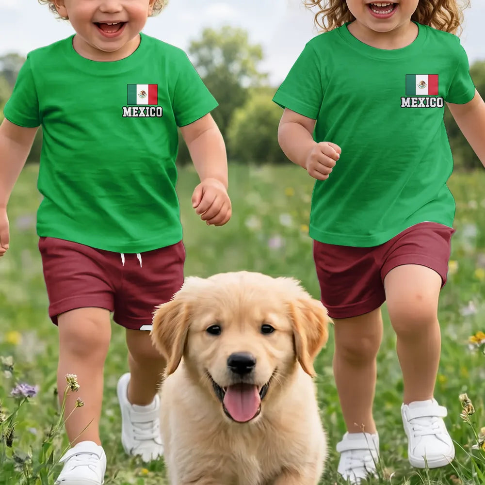 Summer Soccer Games Supportive Country Flags - Personalized Kids Clothing Set