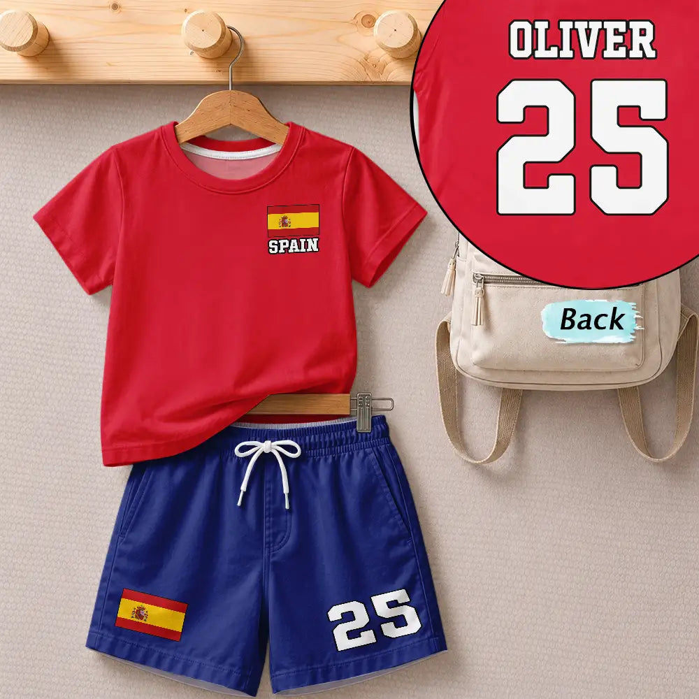 Summer Soccer Games Supportive Country Flags - Personalized Kids Clothing Set
