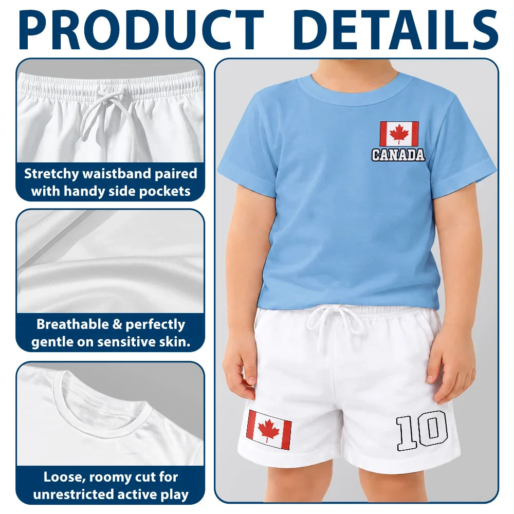 Summer Soccer Games Supportive Country Flags - Personalized Kids Clothing Set
