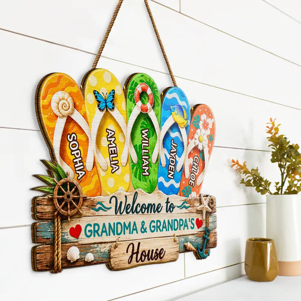 Summer Vibe Welcome To Our Family - Personalized Custom Shaped Wood Sign