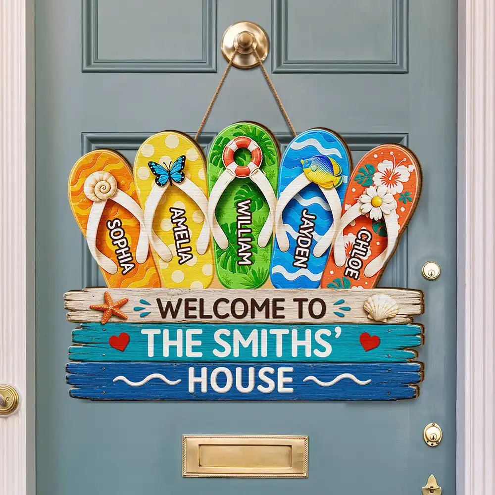 Summer Vibe Welcome To Our Family - Personalized Custom Shaped Wood Sign