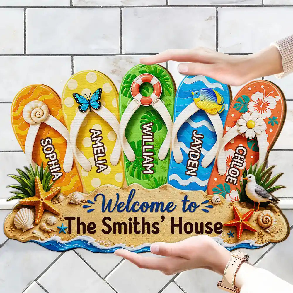 Summer Vibe Welcome To Our Family - Personalized Custom Shaped Wood Sign