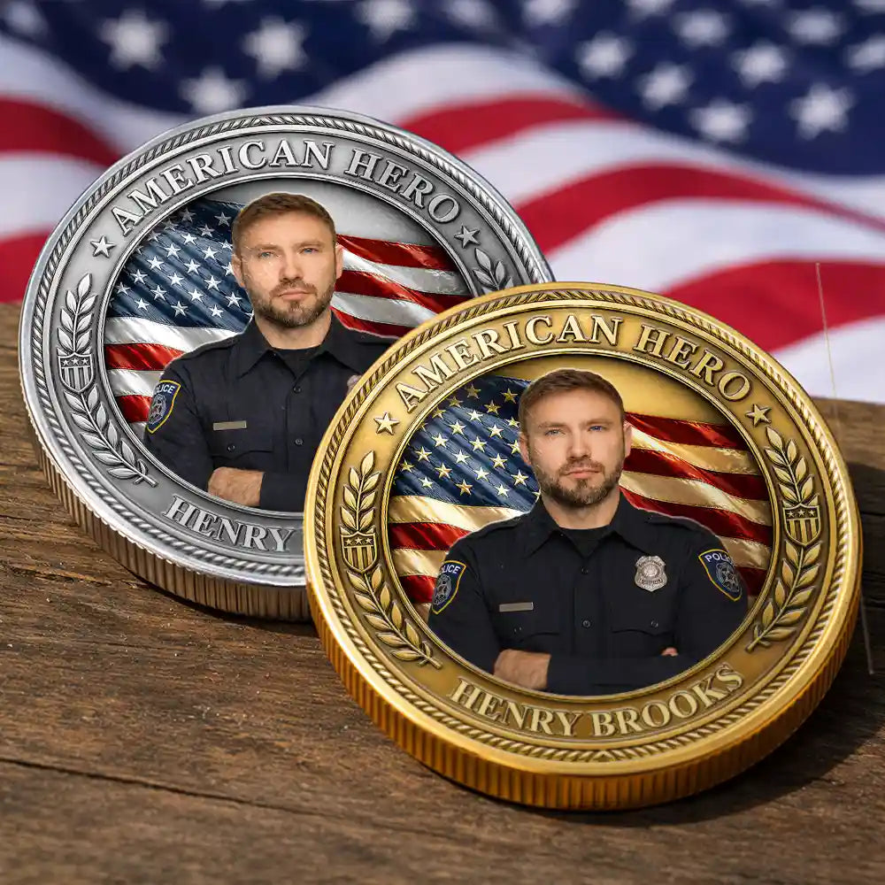 Custom Photo American Hero Firefighter Police Nurse EMT - Personalized Commemorative Keepsake Coin