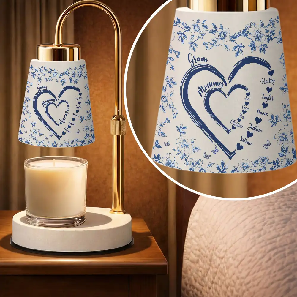Mom Grandma Sweethearts Toile Pattern - Personalized Candle Warmer Lamp