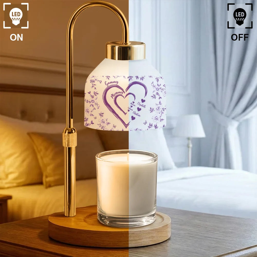 Mom Grandma Sweethearts Toile Pattern - Personalized Candle Warmer Lamp