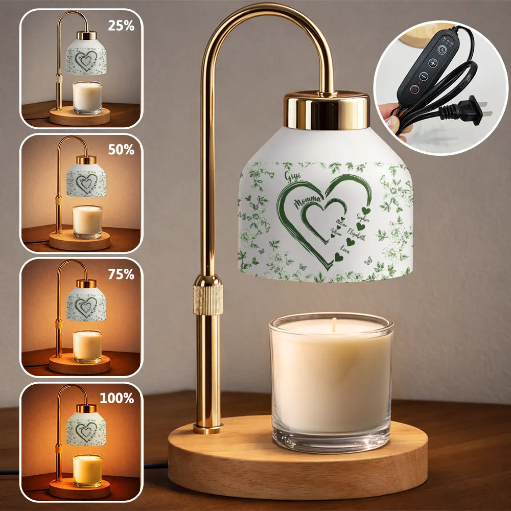 Mom Grandma Sweethearts Toile Pattern - Personalized Candle Warmer Lamp