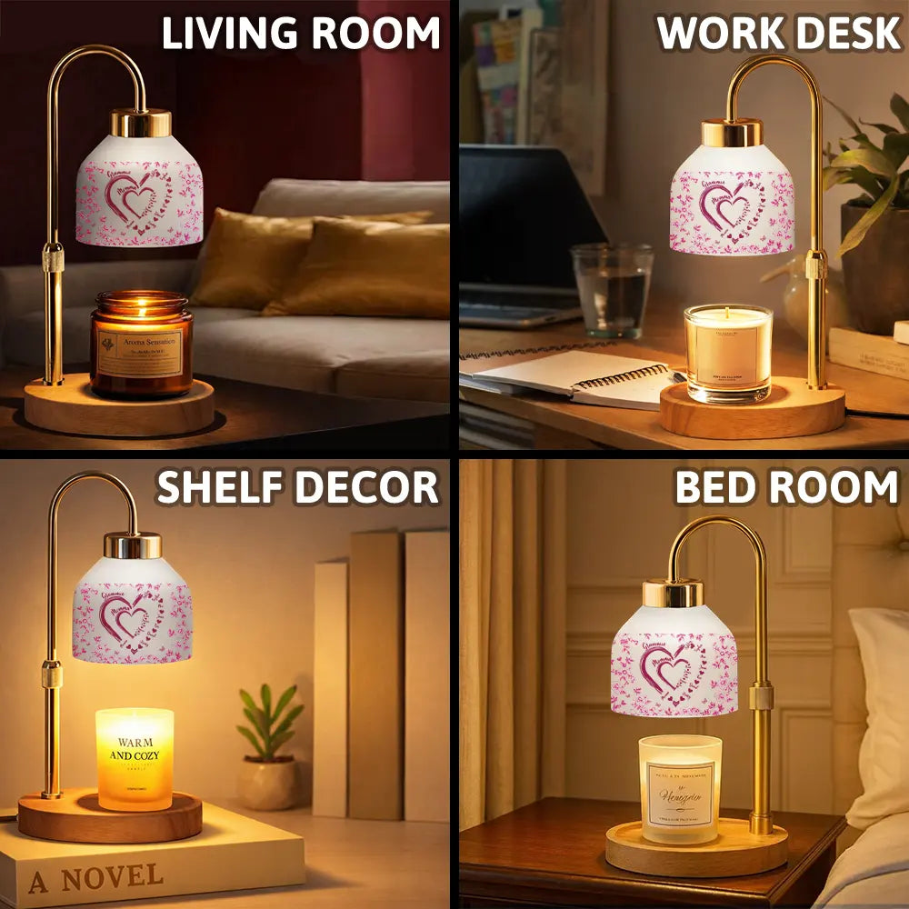 Mom Grandma Sweethearts Toile Pattern - Personalized Candle Warmer Lamp