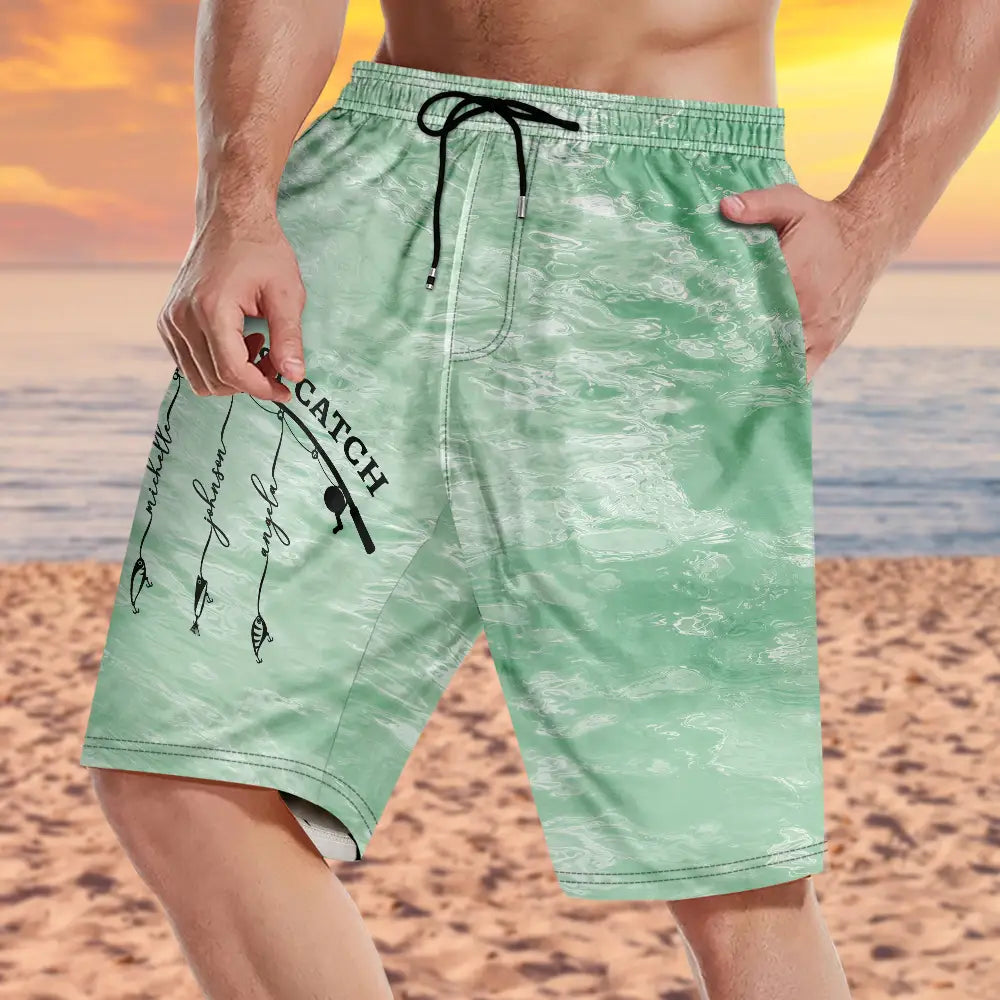 Reel Cool Dad Grandpa - Personalized Unisex Beach Shorts