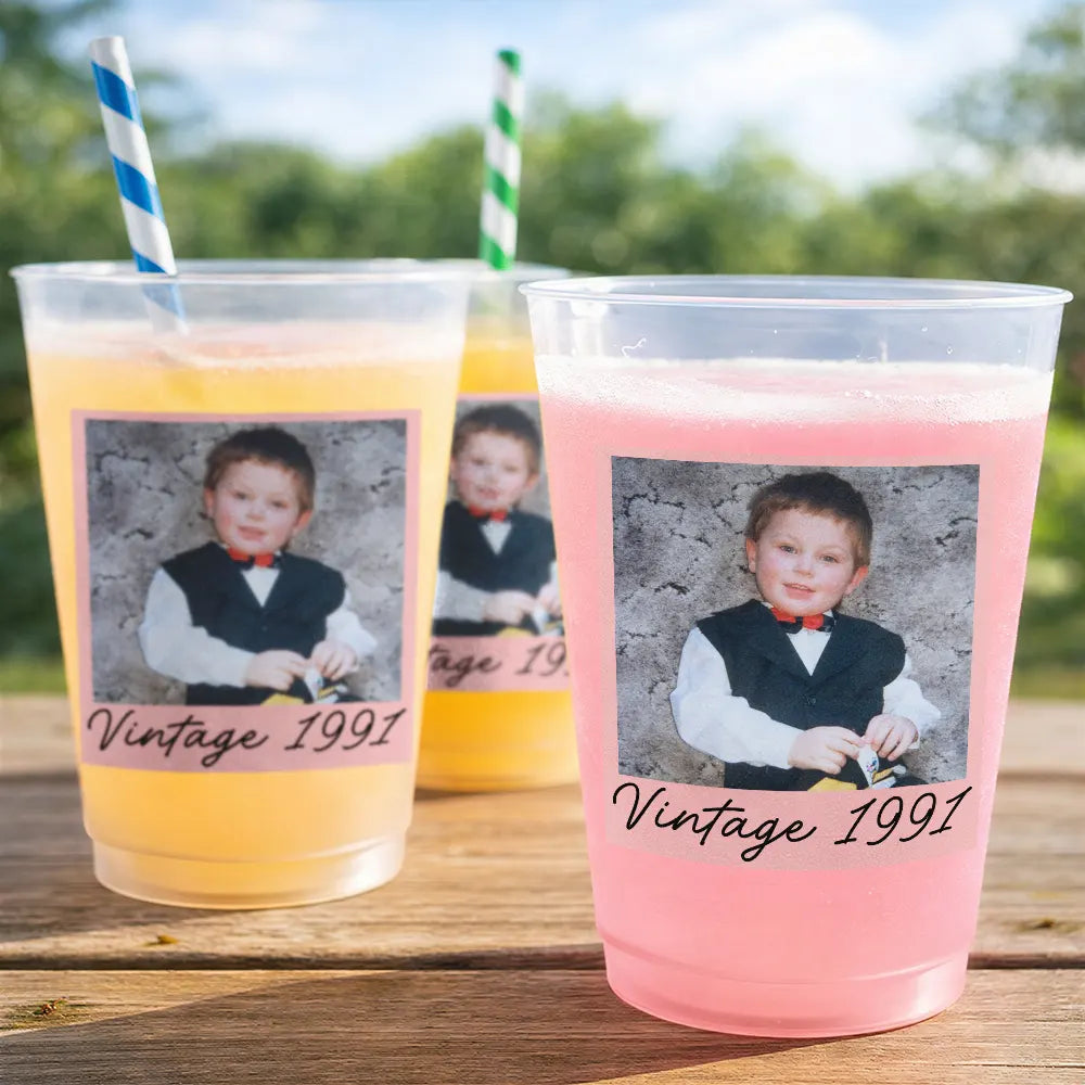 Custom Photo Vintage Photo Birthday Party - Personalized Frosted Cups