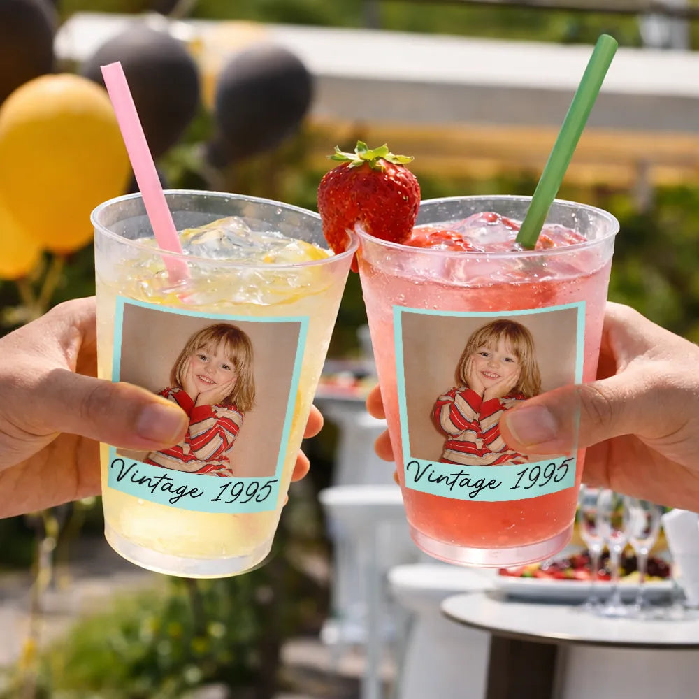 Custom Photo Vintage Photo Birthday Party - Personalized Frosted Cups