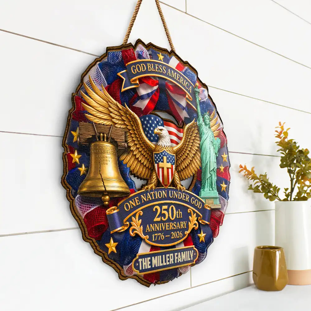 3D Effect God Bless America One Nation Under God - Personalized Custom Shaped Wood Sign