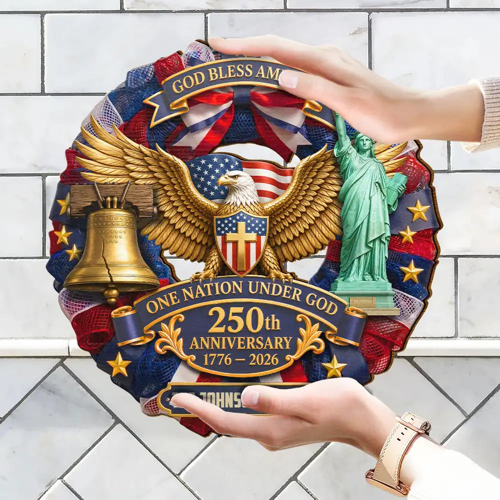 3D Effect God Bless America One Nation Under God - Personalized Custom Shaped Wood Sign