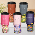 Blooming With Birth Flower And Name - Personalized 30oz Tumbler With Handle