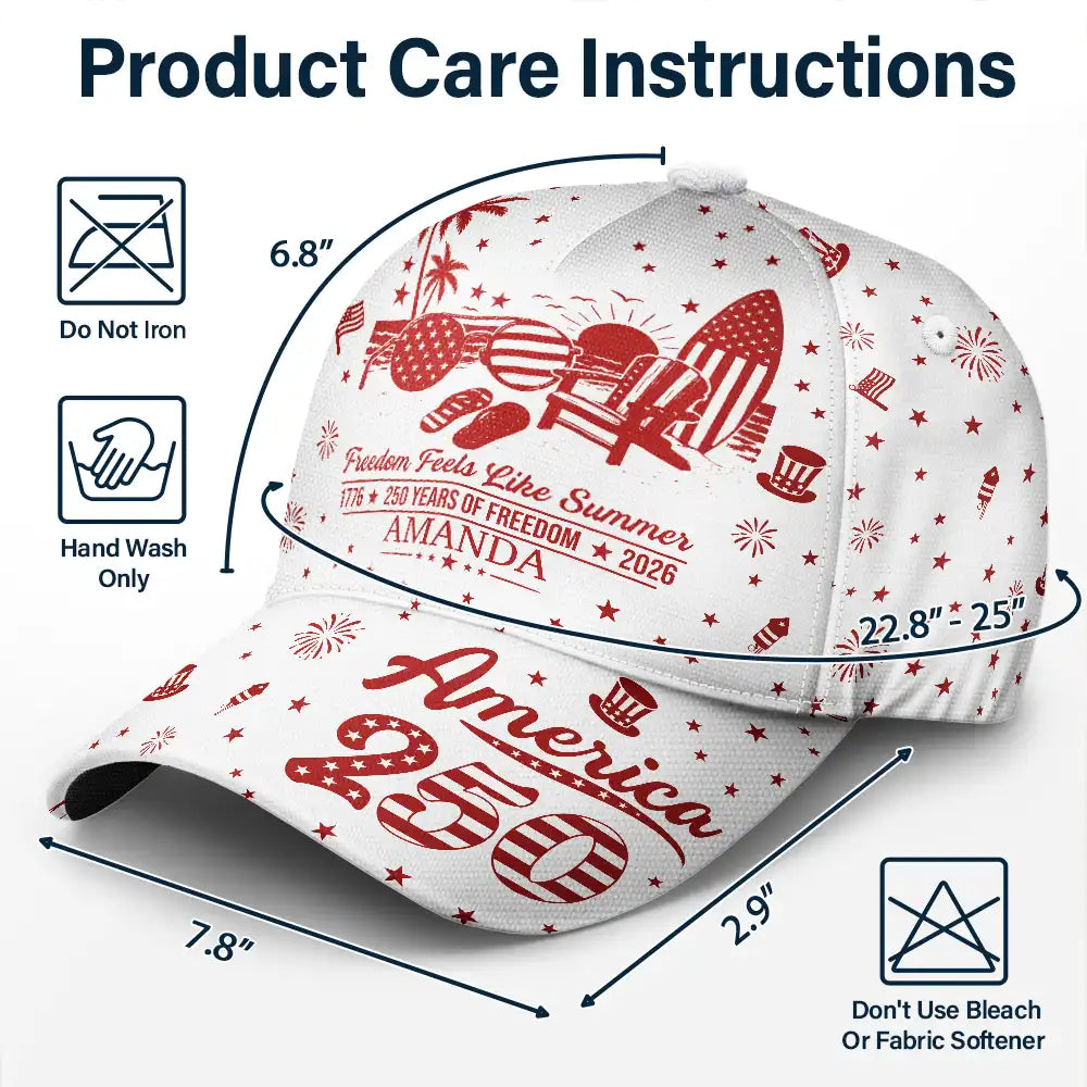America 250 Freedom Feels Like Summer - Personalized Classic Cap