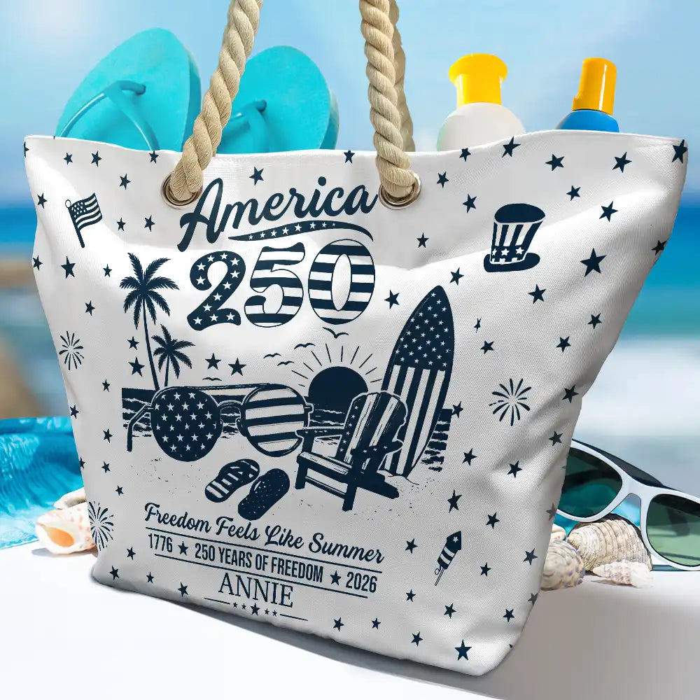 America 250 Freedom Feels Like Summer - Personalized Beach Bag