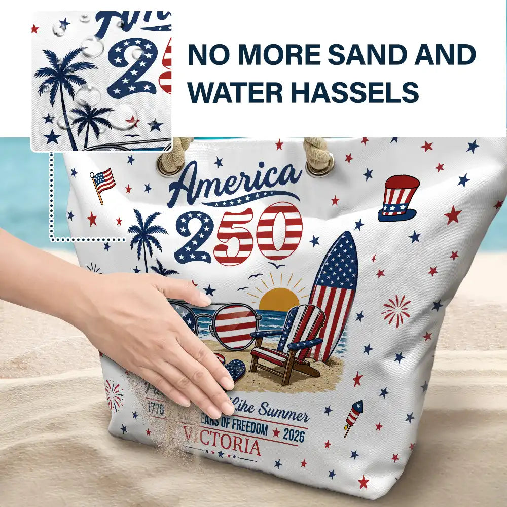 America 250 Freedom Feels Like Summer - Personalized Beach Bag