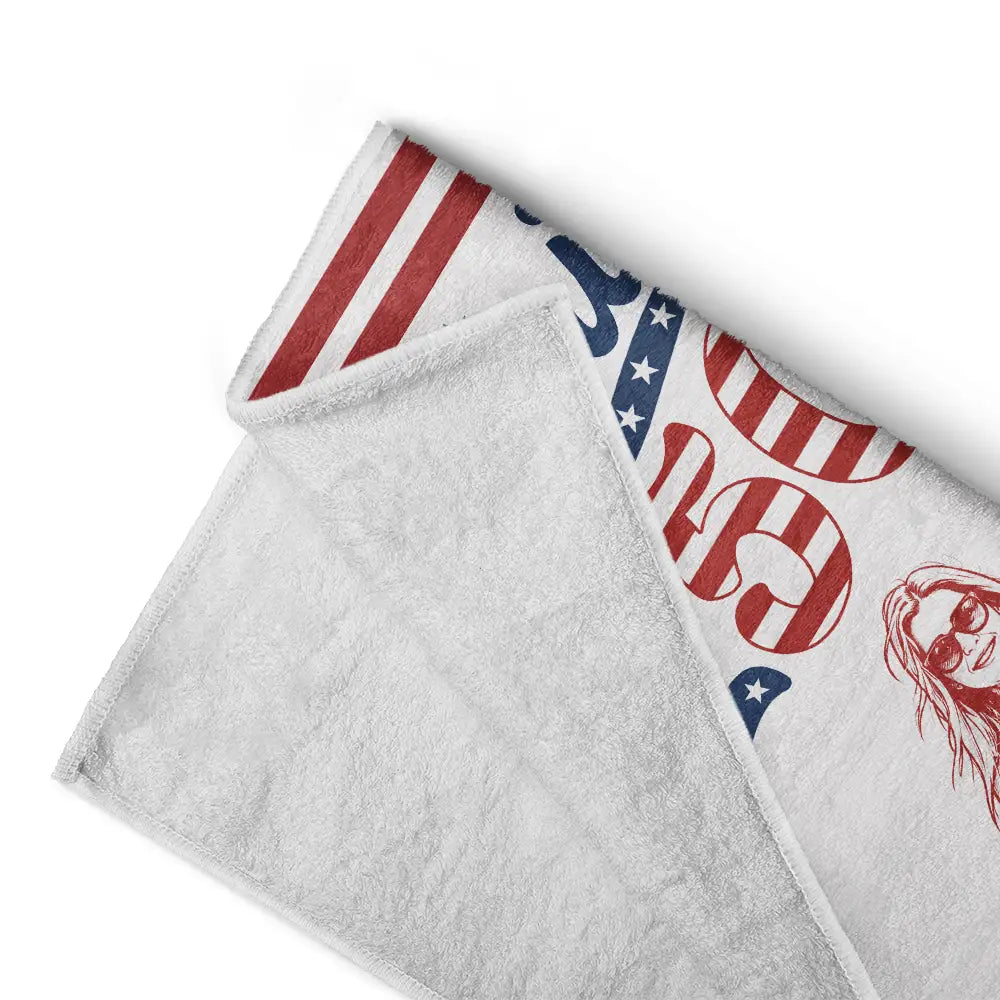 Custom Photo Pencil Sketch America 250 Freedom Feels Like Summer - Personalized Beach Towel