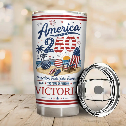 America 250 Freedom Feels Like Summer - Personalized Tumbler
