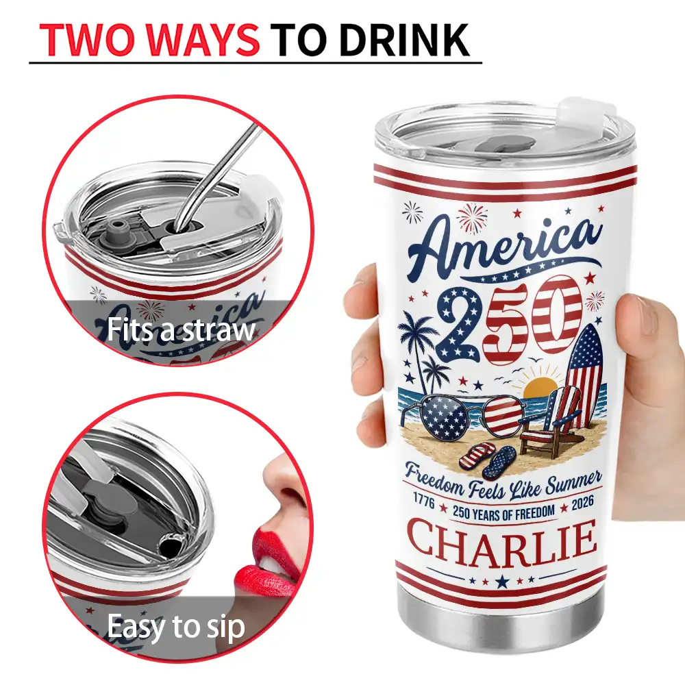 America 250 Freedom Feels Like Summer - Personalized Tumbler