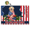 Custom Photo Watercolor With US Accessories Patriotic Dog Cat 250 Years Of Freedom - Personalized Doormat