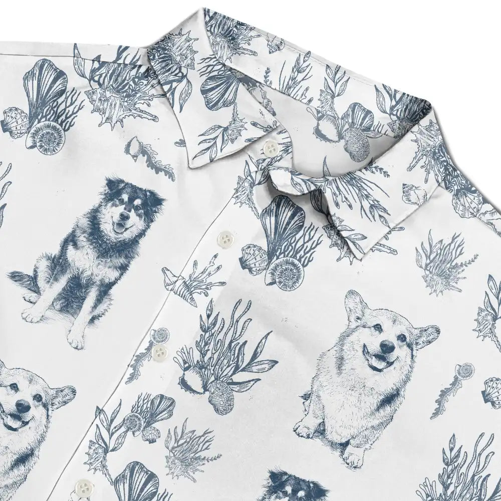 Custom Photo Pencil Sketch Portrait Pet Mom Pet Dad - Personalized Hawaiian Shirt