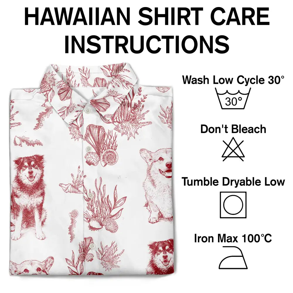 Custom Photo Pencil Sketch Portrait Pet Mom Pet Dad - Personalized Hawaiian Shirt