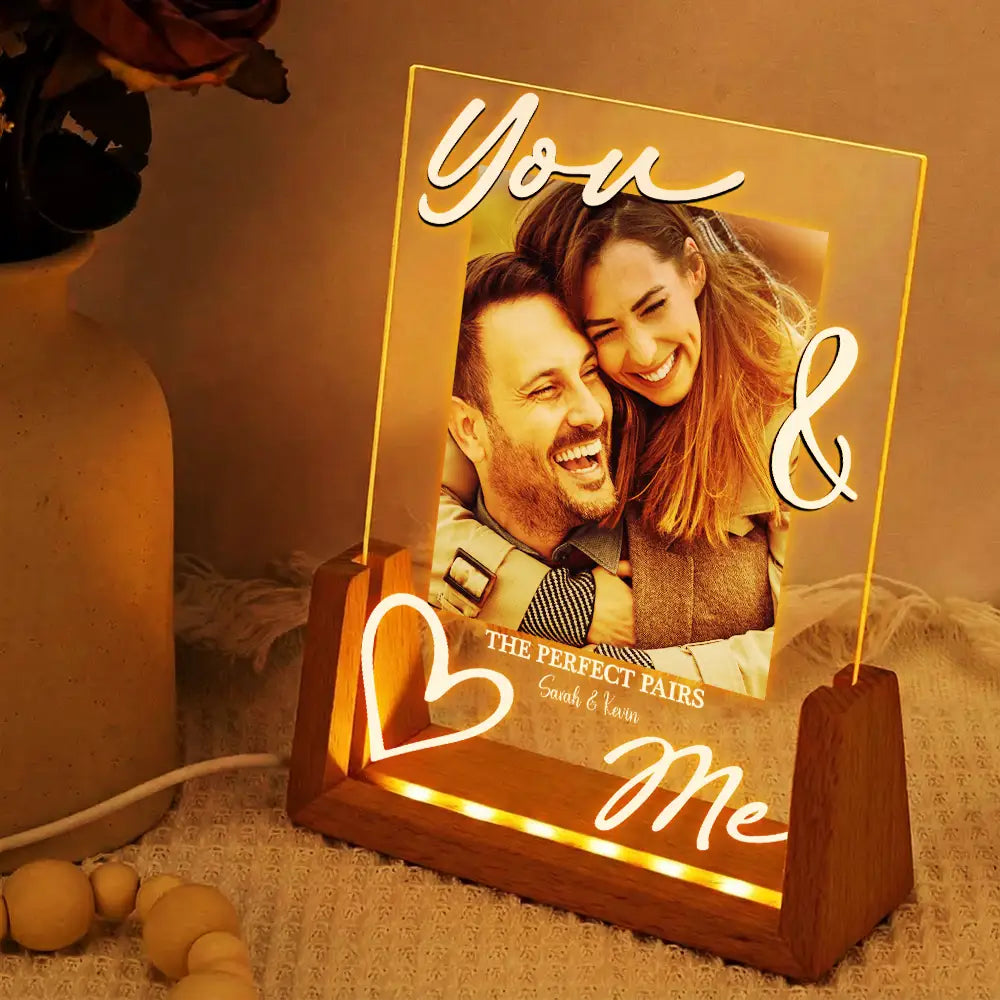 Custom Photo You & Me Lucky In Love - Personalized Night Light