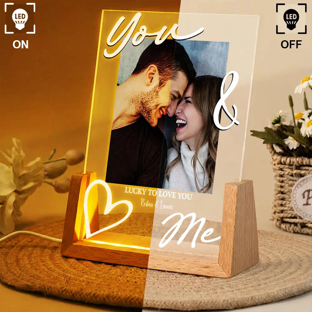 Custom Photo You & Me Lucky In Love - Personalized Night Light