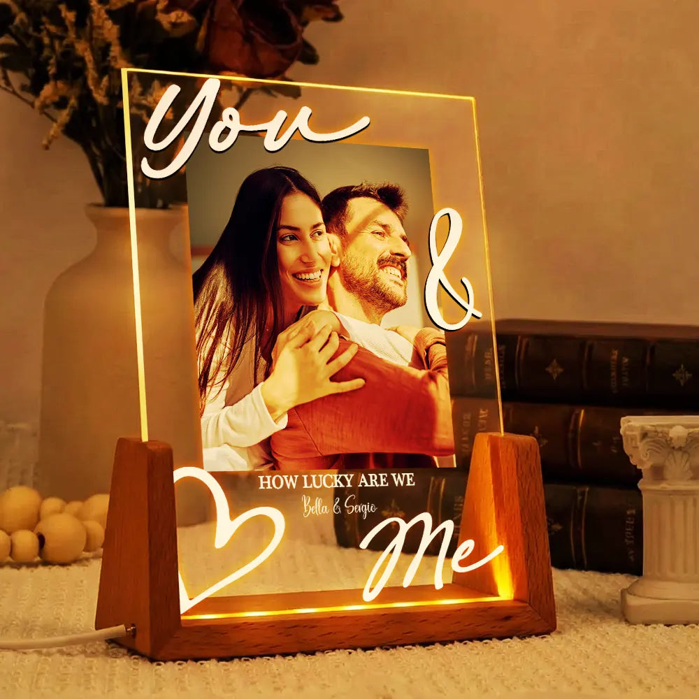 Custom Photo You & Me Lucky In Love - Personalized Night Light