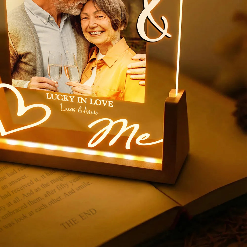 Custom Photo You & Me Lucky In Love - Personalized Night Light