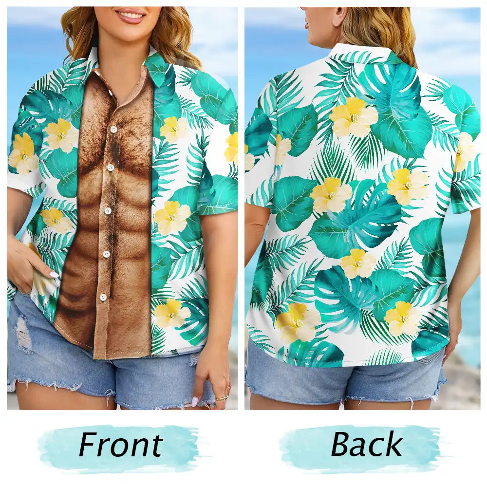 Funny Hairy Muscle Body Summer Vibe - Personalized Hawaiian Shirt