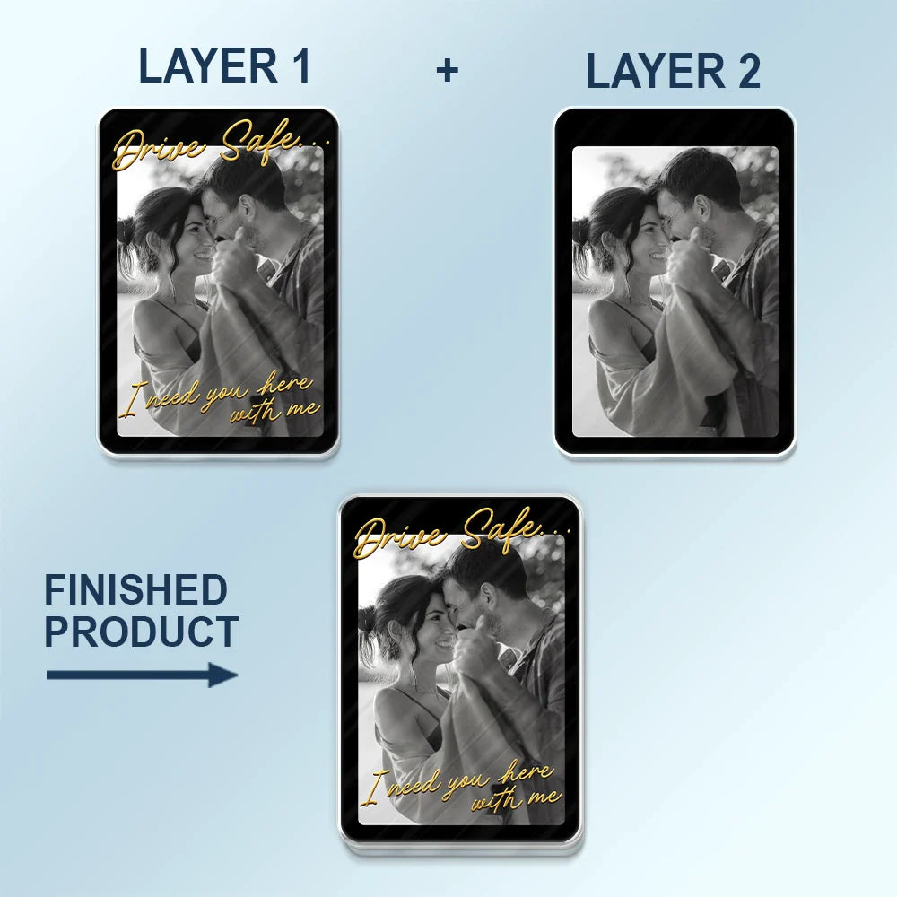 Custom Photo Drive Safe I Love You Romantic Couple - Personalized Custom Shaped Acrylic Car Visor Clip