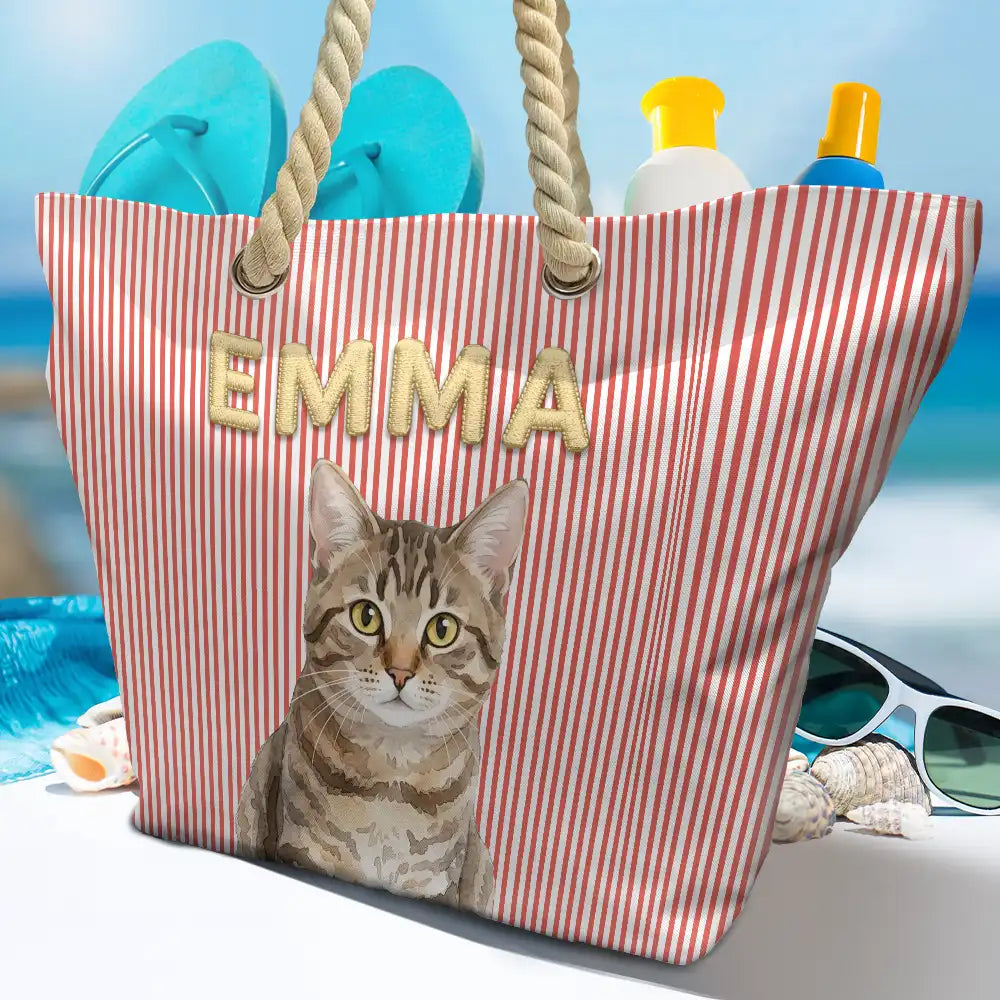 Custom Photo Realistic Watercolor Art Portrait Bestie Family Yourself - Personalized Beach Bag