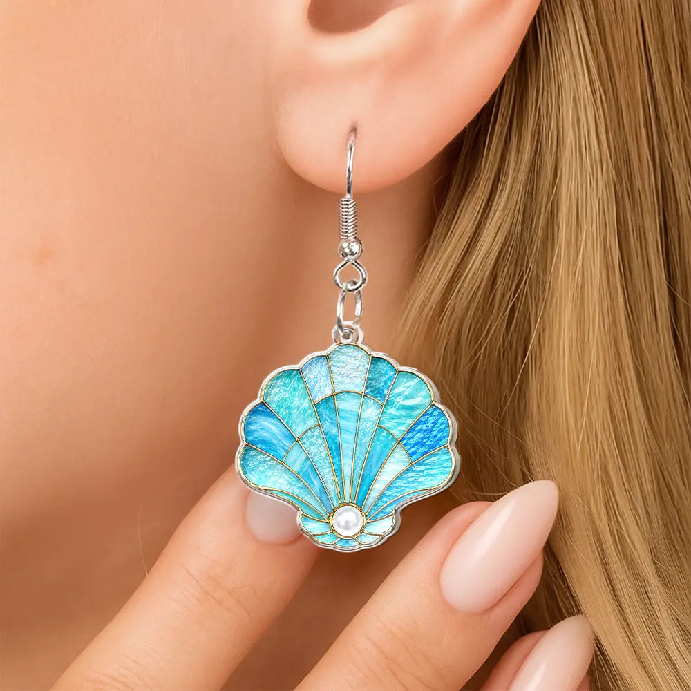 Sea Turtle Starfish Summer Vibe Icon Stained Glass Effect - Personalized Acrylic Earrings