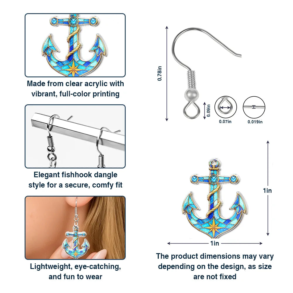 Sea Turtle Starfish Summer Vibe Icon Stained Glass Effect - Personalized Acrylic Earrings
