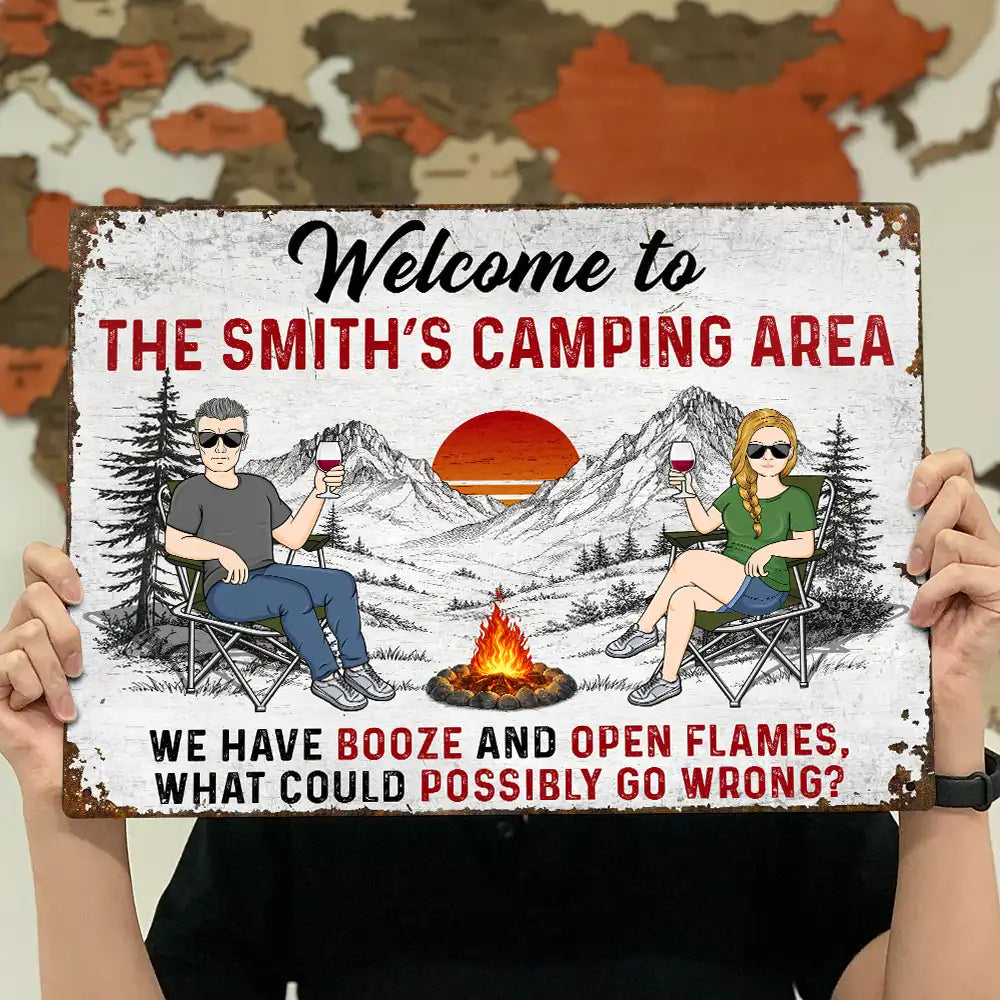Firepit We Have Booze And Open Flames - Personalized Classic Metal Signs