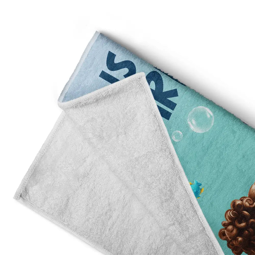 Scuba Diving Kid With Name - Personalized Beach Towel